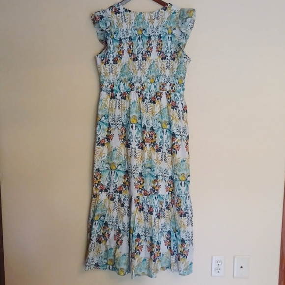 Anthropologie The Peregrine Floral Midi Dress SZ M Button Up Ruffle Sleeve NWOT - Picture 11 of 16